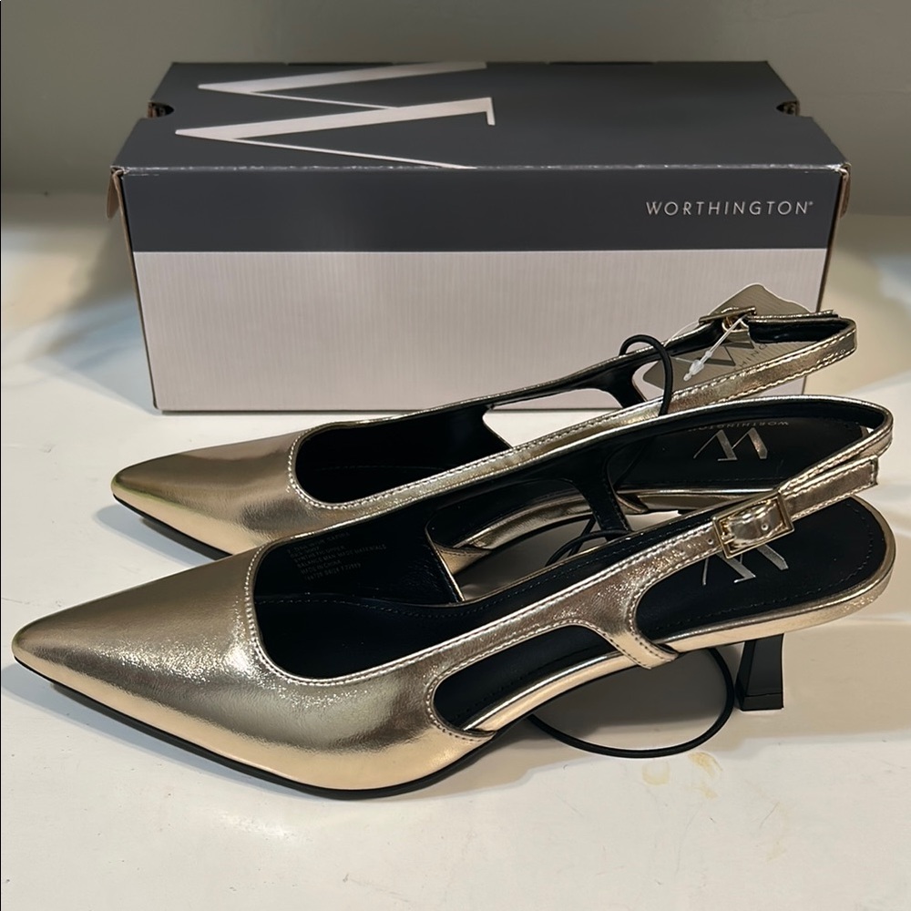 Worthington Womens Safira Pointed Closed Toe Kitten Heel Pumps
